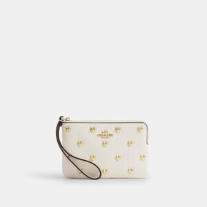 Coach Outlet Corner Zip Wristlet With Heart Rivets